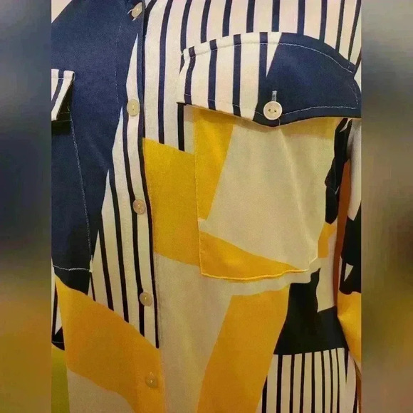 NWOT Sucrefas | Button Front Maxi Dress with Geomatric Print, Ptp 22'' - Picture 4 of 11